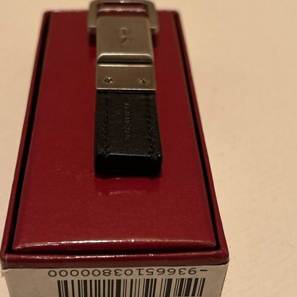 Ferragamo Black Leather Fob Keychain Silver Hardware Unisex Quiet Luxury - Picture 6 of 9